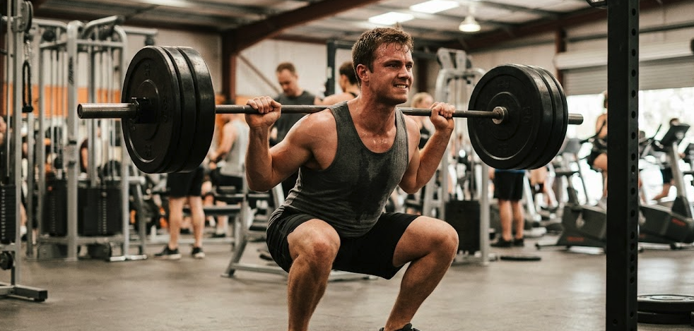 person training hard in the gym to build muscle fast